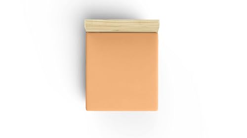 Premium Ranforce Queen Fitted Sheet, 100% Cotton, Pale Orange, 150 x 200 + 30 cm, Soft, Breathable, and Durable for Ultimate Comfort