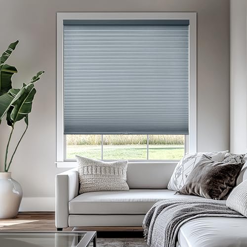 "Chicology Privacy Single Cell Window Blind, Polyester Metal Plastic, Morning Pebble, 24"" W x 64"" H"