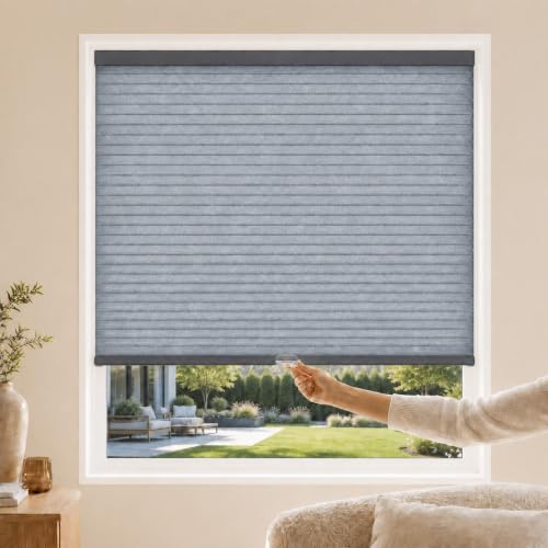 "Chicology Privacy Single Cell Window Blind, Polyester Metal Plastic, Morning Pebble, 24"" W x 64"" H"