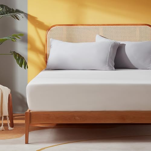 SONIVE Fitted Sheet 90 x 200 cm, Brushed Polyester Fitted Sheet, 30 cm Deep Pocket, Wrinkle-Free Jersey Bed Sheet, White