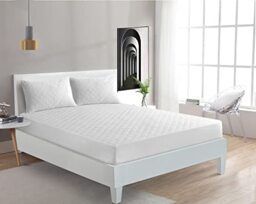 Quilted Double Mattress Protector Deep Fit Protective Mattress Cover Luxury Anti-Allergenic White