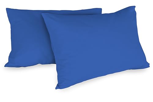 zer0bed, Pair of Pillowcases in Cotton, 52 x 80 cm, Royal, Set of 2, Plain Colour, 100% Cotton, Bed Pillow, Envelope Closure