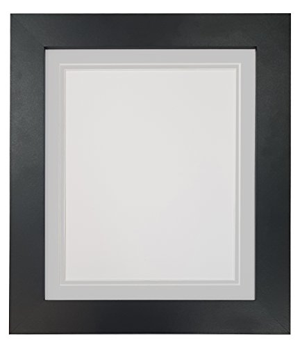 Metro Black Photo Picture Poster Frame with Double Light Grey Mount 9 x 7 for Image Size 6 x 4 inch