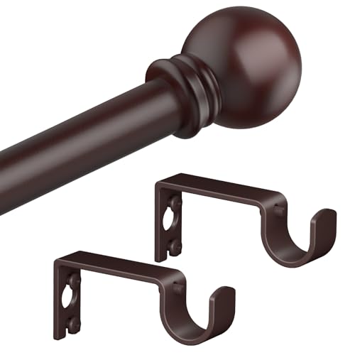 Authandis Bronze Curtain Rods for Bedroom with Brackets,5/8 Inch Diameter Small Window Curtain Rod 28 to 48 Inches,Easy Install Drapery Rods
