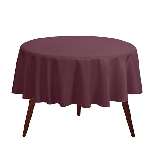 Gee Di Moda Round Tablecloth - 108 Inch Burgundy Round Table Cloth for 48 to 72 Inch Round Tables - Heavy Duty Washable Fabric - for Buffet Table, Holiday Party, Dinner, Wedding & Baby Shower