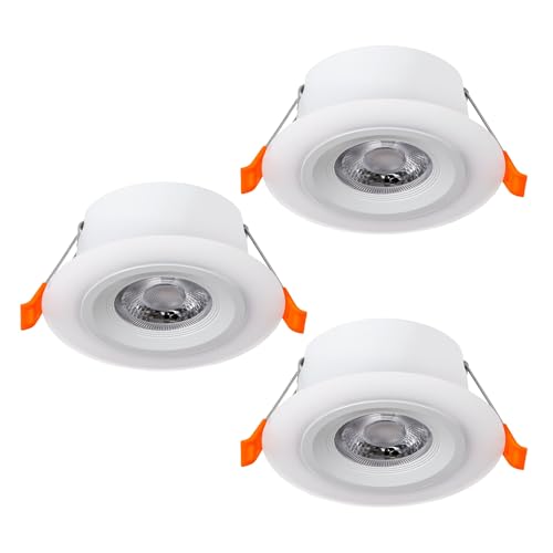 EGLO Set of 3 recessed LED spot lights Calonge, round spotlights for dropped ceiling, downlights made of white plastic, warm white, Ø 2.8”