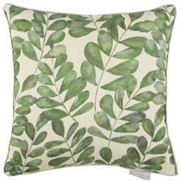 Voyage Maison Rowan Cushion Cover – Linen Look Bold Leaf Piped Decorative Case (Apple - 50x50cm)