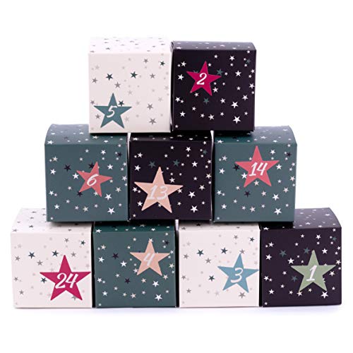 pajoma Advent Calendar for Filling Boxes Star 24 Gift Boxes Christmas Calendar DIY Craft Set Including Advent Numbers Stickers