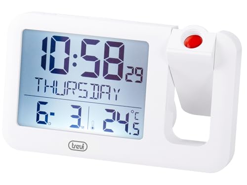 Trevi PJ 3030 Digital Clock with Adjustable Time Projection, Programmable Alarm Clock, Backlit Display, Thermometer and Calendar, AAA Powered, Ideal for Bedroom and Office