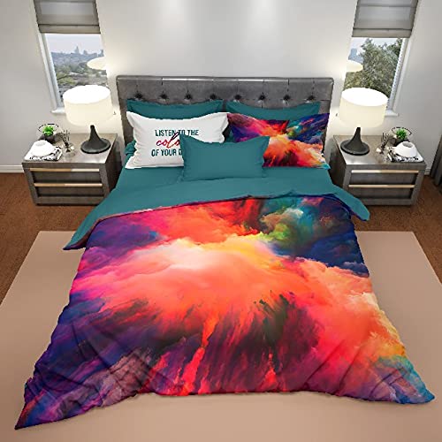 Homemania Dream Set, Abstract, Double, with Duvet Cover, Pillowcase for Bed, Multi-Colour, Cotton, 250 x 200 cm, Multicolored, Full
