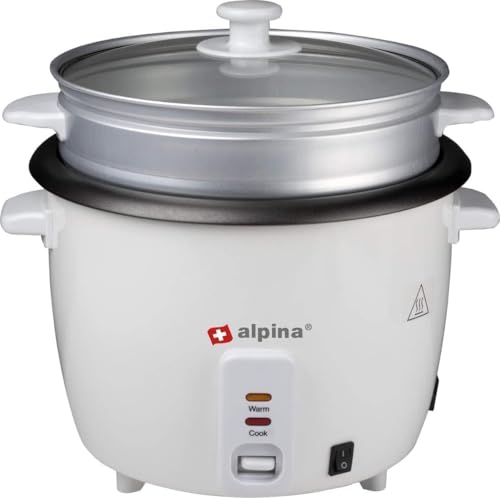 Motorola Nursery Alpina BSJ18-ZPDA Rice Cooker, 1.8 Litres, 700 Watt, with Cooking and Heat Indicator Light, White