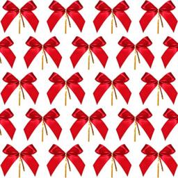 Sumind Pack of 48 Christmas Bow Red Ribbon Bow Christmas Wreath Decoration (3 x 2.94 Inches)