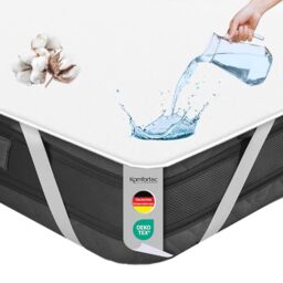 Komfortec Mattress Protector 120 x 200 cm, Cotton, Breathable, Anti-Allergy, No Crinkling, Oeko-Tex Certified, Waterproof Mattress Topper, Comfortable Fit, Easy Cleaning, Durable
