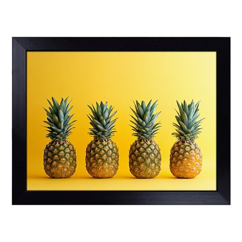 Lap Tray with Bean Bag Cushion, Pineapples - Handmade in the UK, Raised Wooden Edge, Padded Cushion, Heat-Resistant Wipe-Clean Surface, for Meals, Laptops and Crafts