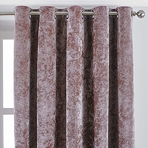 Paoletti Verona Ringtop Eyelet Curtains, Blush, 168 x 229cm