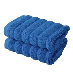 BERIBO Cloud Turkish Towel Set 100% Cotton 620gsm (French Blue, 2 Face Flannels)