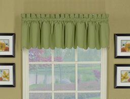 "Today's Curtain Orleans 12"" Valance Tambour Scallop Edge Curtain, Sage, Polyester Cotton, 60"" x 12"""