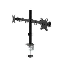 Unykach Dual Desktop TV/Monitor Stand for 2 Flat and Curved Screens of 10-32 Inches (up to 10 kg arm), 2 Arms/2 Heads, Adjustable and Rotary, VESA Max 100 x 100 mm