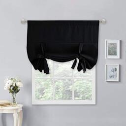NICETOWN Bathroom Window Curtain Blackout - Tie Up Shades Privacy Thermal Insulated Window Curtain Panel for Glass Door/Kitchen Window (Black, 1 Panel, 40 inches W by 54 inches L)