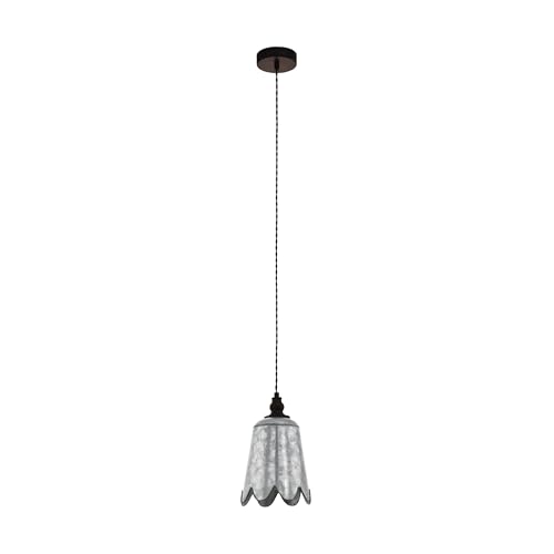 EGLO Karhold Pendant Light, 1-Bulb Pendant Lamp, Vintage, Industrial, Retro, Steel Pendant Light, Zinc, Antique Brown, Dining Table Lamp, Living Room Lamp, Hanging with E27 Socket
