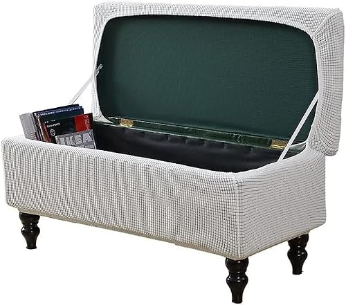 FUANGUI Ottoman Cover Slipcovers Rectangular Folding Stretch - Storage Bench Footrest Sofa Stool Covers Footstool Protector with Elastic Bottom, Removable Washable,Large
