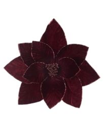 WeRChristmas Burgundy Oversized Velvet Artificial Poinsettia, 56cm - 56cm oversized burgundy velvet poinsettia with layered petals and glitter detail for trees, wreaths and large displays