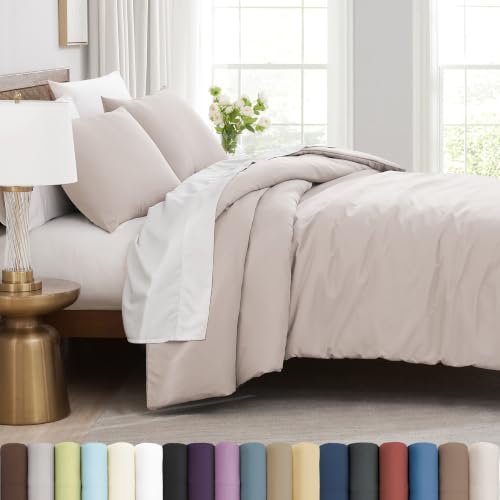 Southshore Fine Living, Inc. Oversized Bone Queen Duvet Cover Set Durable, Fade Resistant Zipper Closure Includes 2 Pillow Shams Machine Washable Queen Comforter/Duvet Cover, Bone