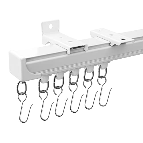 MaKefeile Curtain Tracks Ceiling Wall Mounted Heavy-Duty Curtains Rails Room Divider Curtain Track for Living Room Bedroom Room Shower Divider White 3 ft To 15 ft