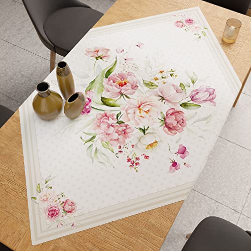PETTI Artigiani Italiani - Kitchen Textile Accessories, Modern Microfibre Centerpiece, 90 x 90 cm, Elegant Table Cover in Digital Print Polka Dots Taupe, 100% Made in Italy