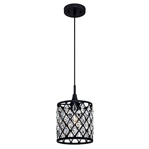 63627 Waltz One-Light Indoor Pendant, Matte Black Finish with Crystals