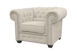 Sofas and More Chesterfield Style Corner Sofa Set 3+2 Seater Armchair Cream Fabric (Armchair)