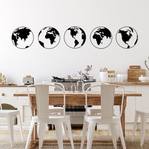 Stylish Black Decorative Metal Wall Accessory (5 Pieces), 50 x 50 cm, 100% Metal, 1.5 mm Thick, Perfect for Modern Home Decor & Art Display
