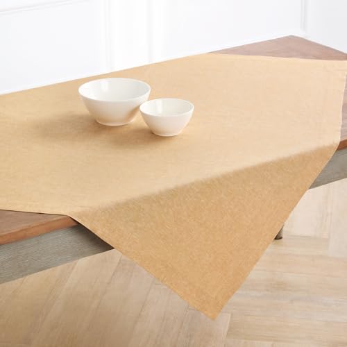 Solino Home 100% Pure Linen Table Cloth, Throw Nugget, Athena 52 x 52 in - for dining, decor, party, golden nugget, indoor outdoor, gift, OEKO-TEX Certified - Fall, Halloween, Thanksgiving, Christmas