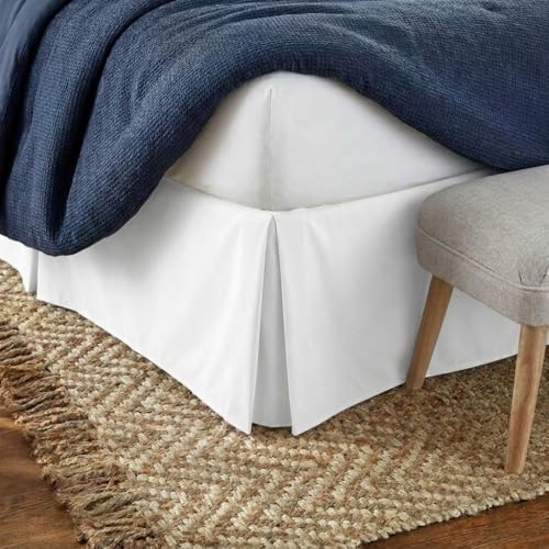 Linen Market Bed Skirt - Ultra Soft Microfiber - Easy Fit with 14 Inch Tailored Drop - Hotel Quality, Shrinkage & Fade Resistant - Bed Cover - Cal King Bed Skirt - Bedroom D??cor - (Cal King, White)