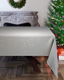Emma Barclay Christmas Table Cloth, Rectangular Machine Washable Xmas Dining Tablecloth in Silver Grey with Merry Christmas Design (50x70 Inch (127x178cm))
