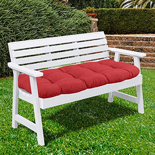 "Sweet Home Collection Patio Chair Cushions Outdoor Loveseat Lounge Seat Pads Premium Comfortable Thick Fiber Fill Tufted 44"" x 19"", Red"