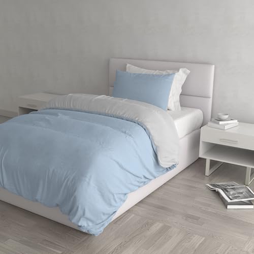 Natural Colour Duvet Cover Set, Light blue/Light gray, Single