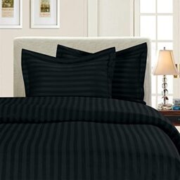 Elegant Comfort® 1500 Thread Count -DAMASK STRIPES- Egyptian Quality Luxurious Silky Soft WRINKLE & FADE RESISTANT 3pc Duvet Cover Set, Full/Queen, Black