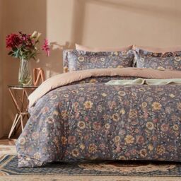Cupocupa Duvet Cover King Size Set Boho Floral Pattern King Duvet Cover Set for King Size Bed Vintage Soft Bedding Leaf Print Paisley Duvet Cover with Pillowcases