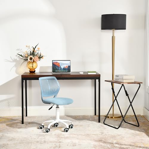 FurnitureR Dining Chair for Teens Boys Girls, Ergnomic Mesh Back Design, Adjustable Height, Blue with White Base