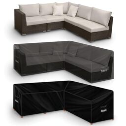 Futura Premium V Shaped Garden Furniture Covers Waterproof 215x215x80cm, Heavy Duty 600D Oxford Fabric Outdoor Rattan Corner Sofa Cover, PVC Lined, Air Vents and UV Safe