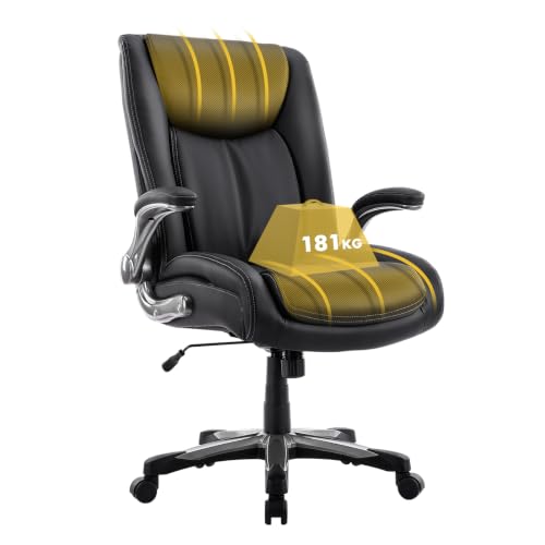 COLAMY Big and Tall Office Chair 400lbs, PU Leather Executive Office Chair for Heavy People, Extral Wide Adjustable Innerspring Desk Chair for Home Office with Padded Armrests