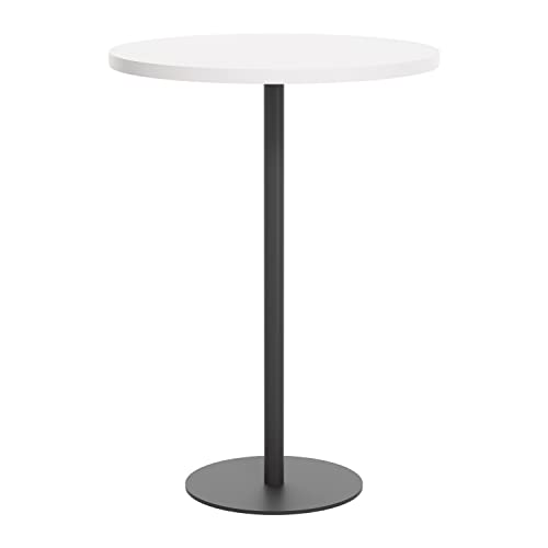 Office Hippo Circular Bar Table, Sturdy & Robust High Office Table, Stylish Work Table For Home Office, Ideal For Reception Area & Breakout Room, High Table Desk, 5 Year Guarantee - White / Black