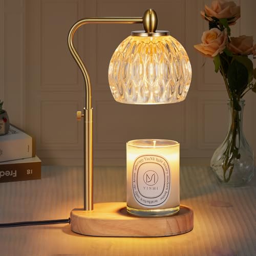 NVRGIUP Candle Warmer, Candle Warmer with Timer and Dimmer, Height Adjustable Scented Candles, with 2 x 50W Bulbs for Home Decoration, Mother's Day (Gold)