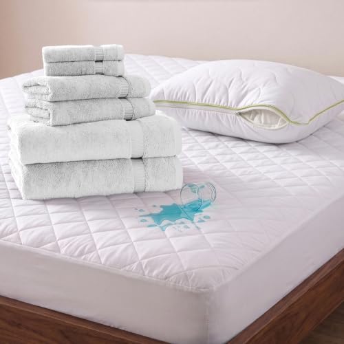 BERIBO Comfort Towel Set with Pillow & Mattress Protector (Single, White)