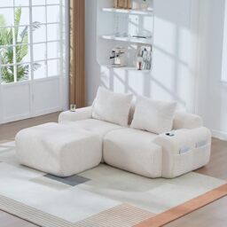 Ball & Cast Bliss Furniture Amalfi Jumbo Cord 3 Seater Sofa for Family Living Rooms – Soft Corduroy, Birch Frame, Removable Washable Covers – High Back Three Seater Couch (Beige, 3 Seater)