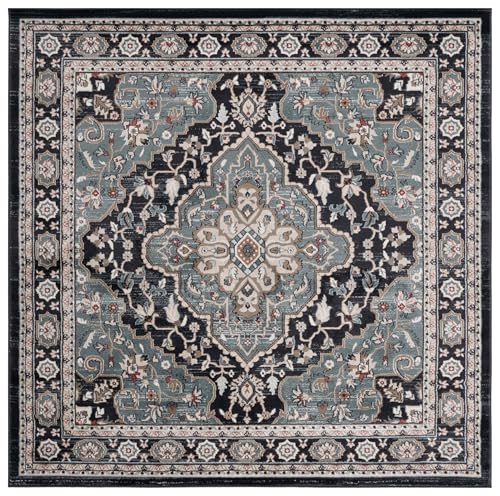 Safavieh Traditional Rug for Living Room, Dining Room, Bedroom - Lyndhurst Collection, Short Pile, in Grey and Teal, 200 x 200 cm