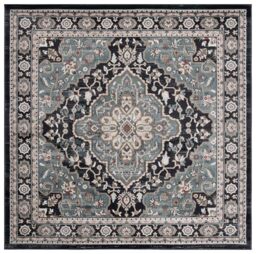 SAFAVIEH Traditional Rug for Living Room, Dining Room, Bedroom - Lyndhurst Collection, Short Pile, in Grey and Teal, 200 x 200 cm