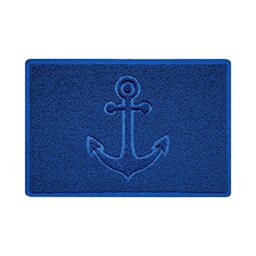 Nicoman Anchor Embossed Shape Door Mat Dirt-Trapper Jet-Washable Doormat-(Use Indoor or Sheltered Outdoor)- (60x40cm/23.6x15.7inches, Small) Blue