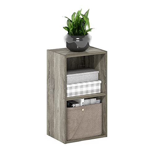 Furinno PASIR Book Shelf, 2-Tier Modern Bookshelf, Open Shelves Bookcase 9 x 12 x 21, for Living Room, Bedroom, Home Office, French Oak